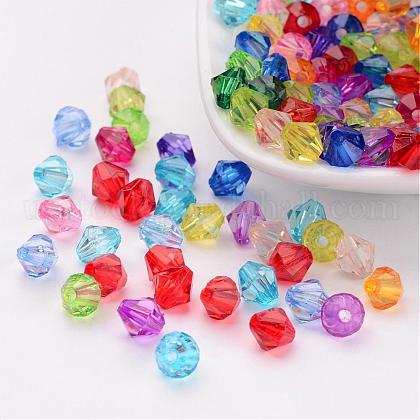 Mixed Color Chunky Dyed Transparent Acrylic Faceted Bicone Spacer Beads for Kids Jewelry US-X-DBB6mm-1