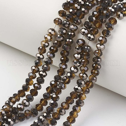 Electroplate Transparent Glass Beads Strands US-EGLA-A034-T6mm-P15-1