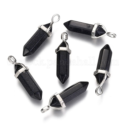 Synthetic Blue Goldstone Pointed Pendants US-G-F295-03H-1