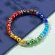 Rainbow Round Evil Eye Lampwork Stretch Beaded Bracelets for Kids US-BJEW-JB05940-3