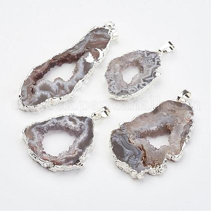 Natural Geode Agate Pendants US-G-G950-02P-1