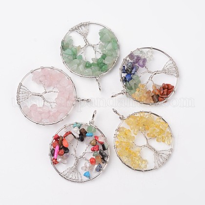 Tree of Life Natural & Synthetic Mixed Stone Big Pendants US-G-L455-D-1