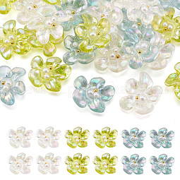 24Pcs 3 Colors AB Color Transparent Epoxy Resin & ABS Pearl Decoden Cabochons US-CRES-TA0001-45
