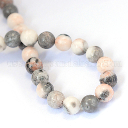 Natural Zebra Jasper Round Bead Strands&nbsp;US-X-G-E334-8mm-11-3