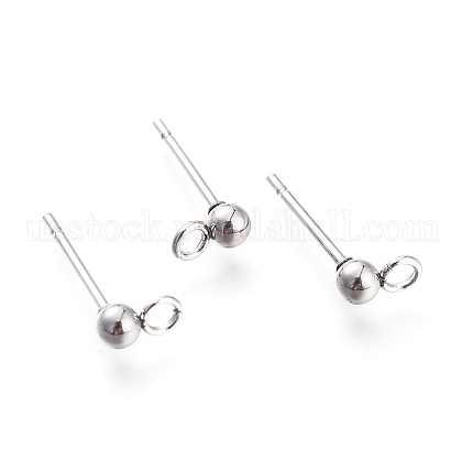 304 Stainless Steel Ear Stud Components US-STAS-F227-18E-P-1